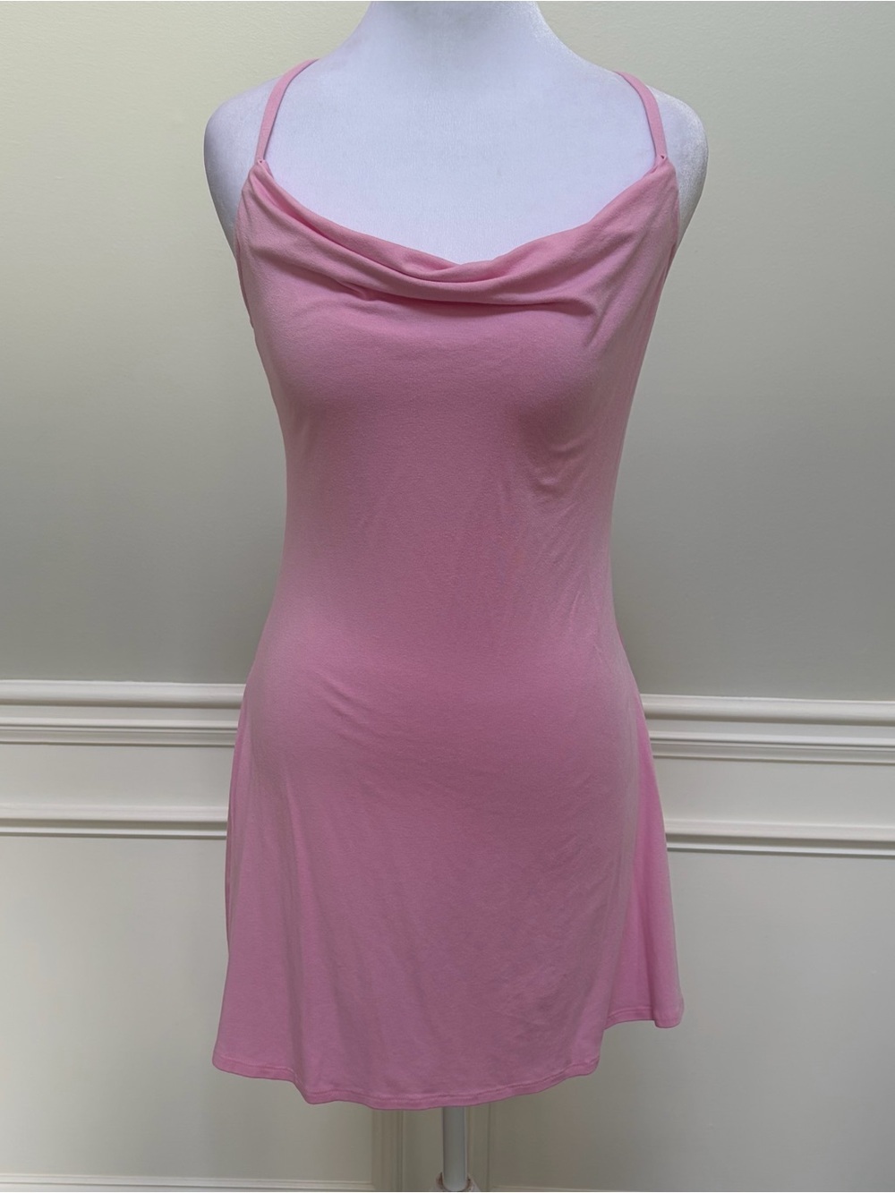 Lovers + Friends Bubblegum Pink Rayon Cowl Neck Mini Dress Size M